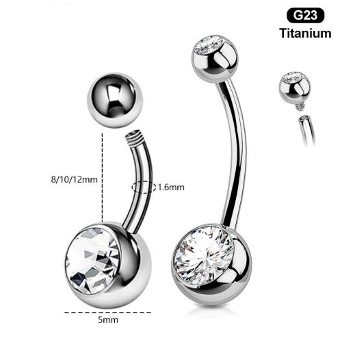 Titan Legierung Bauchnabelpiercing, rund, poliert, unisex & verschiedene Größen vorhanden & verschiedene Stile für Wahl & Micro pave Zirkonia, originale Farbe, verkauft von PC