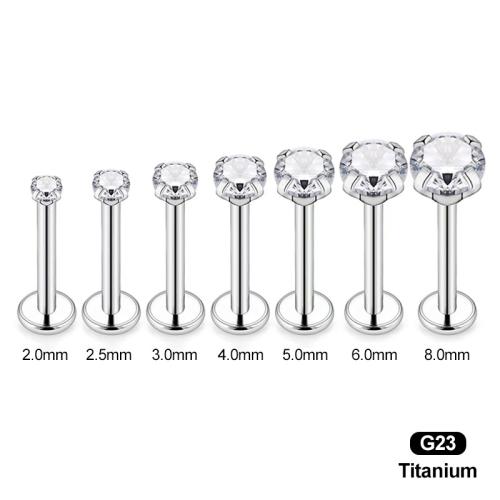 Titanium Alloy Lip Piercing Stud, Unisex & different size for choice & different styles for choice & micro pave cubic zirconia, Sold By PC