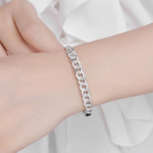 Argent sterling 925 bracelet manchette, avec Moissanite, bijoux de mode & pour femme, Diamètre intérieur:Environ 57x45mm, Vendu par PC