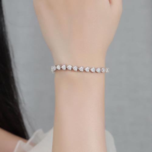 Argent sterling 925 bracelet, avec Moissanite, coeur, normes différentes pour le choix & pour femme, Vendu par PC