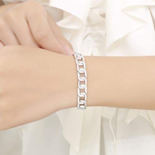 925 Sterling Silver Bracelet, Unisex & different size for choice & with rhinestone, Sold By PC