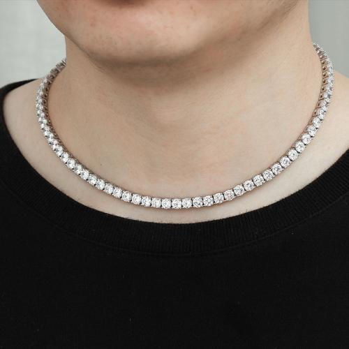 925 Sterling Silver Necklace, Unisex & different size for choice & with rhinestone, Sold By PC