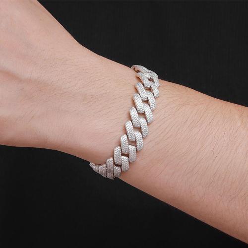 Argent sterling 925 bracelet, Motif géométrique, normes différentes pour le choix & pour homme & avec strass, Vendu par PC