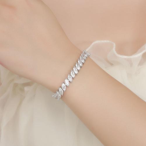 Argent sterling 925 bracelet, oeil de cheval, différents matériaux pour le choix & normes différentes pour le choix & pour femme, Vendu par PC