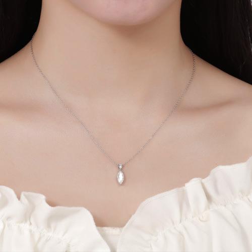 925 Sterling Silver Necklace, with Moissanite, Horse Eye, fashion jewelry & for woman, Length:Approx 18-20 Inch, Sold By PC