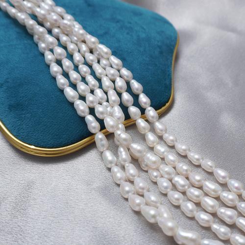 Cultured Rice Freshwater Pearl Beads, DIY, white, 7-8mm, Sold Per Approx 37 cm Strand