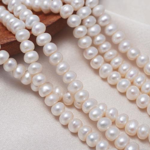 Natural Freshwater Pearl Loose Beads, Flat Round, DIY, white, 5-6mm, Hole:Approx 0.7mm, Sold Per Approx 36-37 cm Strand