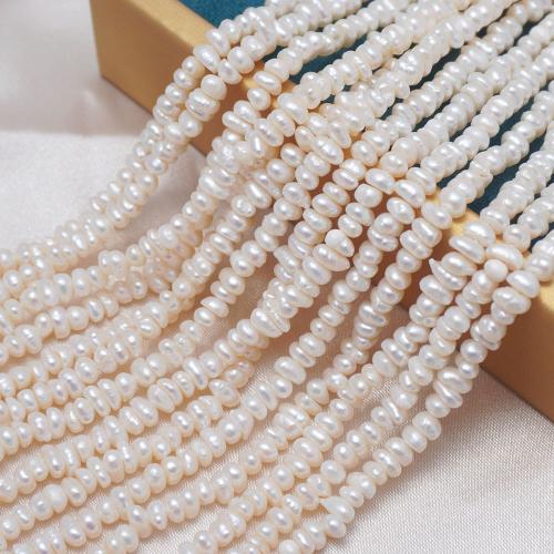 Natural Freshwater Pearl Loose Beads, Flat Round, DIY, white, 3.5-4mm, Sold Per Approx 35-36 cm Strand