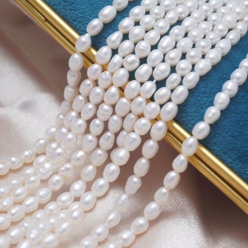 Cultured Rice Freshwater Pearl Beads, DIY, white, 3.5-4mm, Sold Per Approx 35-36 cm Strand