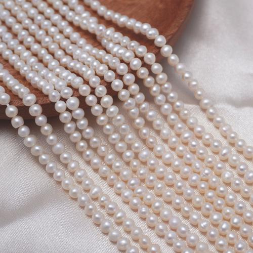 Natural Freshwater Pearl Loose Beads, Slightly Round, DIY, white, 3.5-4mm, Sold Per Approx 40 cm Strand