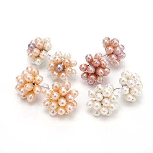 Pendientes de Perlas de Freshwater, Perlas cultivadas de agua dulce, con Plata de ley 925, Joyería & para mujer, más colores para la opción, Pearl size 5-5.5mm, Vendido por Par