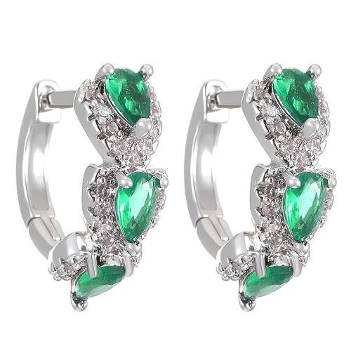 Boucles d'oreilles en laiton zircon cubique pavent, bijoux de mode & pavé de micro zircon & pour femme, plus de couleurs à choisir, 17x6mm, Vendu par paire