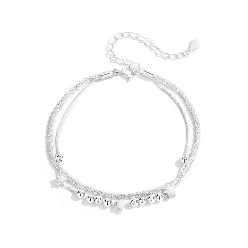 Plata de ley 925 Pulsera, con 5cm extender cadena, Doble capa & Joyería & para mujer, longitud:aproximado 16 cm, Vendido por UD