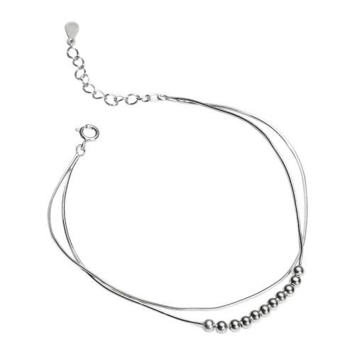 Argent sterling 925 bracelet, avec 5cm chaînes de rallonge, Double couche & bijoux de mode & pour femme, Longueur:Environ 16 cm, Vendu par PC