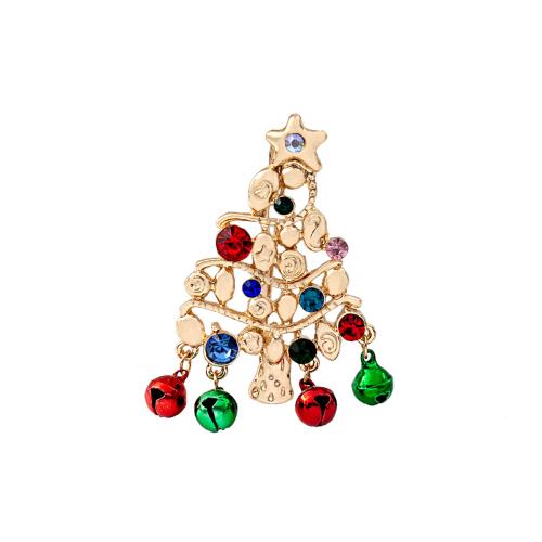 Christmas Brooches, Tibetan Style, Christmas Tree, Christmas Design & for woman & with rhinestone, 42x65mm, Sold By Pair