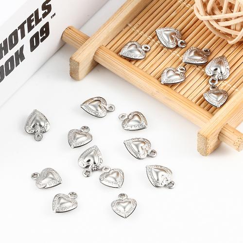 Stainless Steel Heart Pendants, 304 Stainless Steel, electrolyzation, DIY, original color, 8.60mm, 100PCs/Bag, Sold By Bag