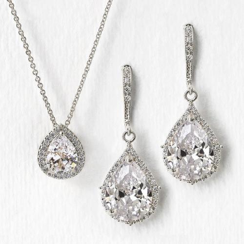 Cubic Zirconia Micro Pave Brass Jewelry Sets, different styles for choice & micro pave cubic zirconia & for woman, Length:Approx 45 cm, Sold By PC