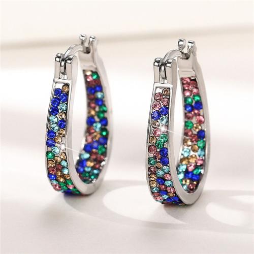 Laiton Leverback boucle d'oreille, alliage de zinc, bijoux de mode & pour femme & avec strass, plus de couleurs à choisir, 26x5mm, Vendu par paire