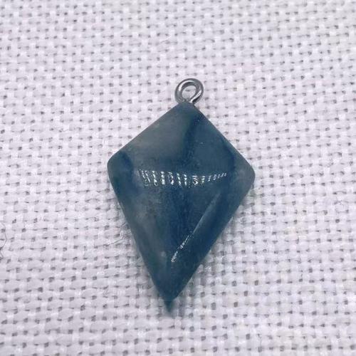 Gemstone Pendants Jewelry, Natural Stone, with Iron, Rhombus, DIY & different materials for choice, more colors for choice, 25x18x6mm, Sold By PC