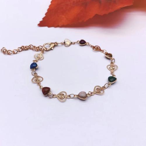 Pulsera de Aleación de Zinc, con 5cm extender cadena, Corazón, chapado, Joyería & para mujer, más colores para la opción, libre de níquel, plomo & cadmio, longitud:aproximado 19 cm, Vendido por UD