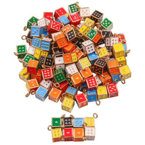 Tibetan Style Pendants, Dice, KC gold color plated, DIY & enamel, more colors for choice, nickel, lead & cadmium free, 7x7mm, Hole:Approx 2mm, Approx 100PCs/Bag, Sold By Bag