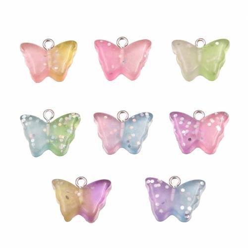 Resin Pendant, with Iron, Butterfly, DIY, more colors for choice, 15x20mm, Hole:Approx 2mm, Approx 100PCs/Bag, Sold By Bag