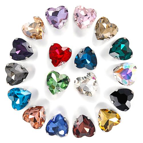 Glass Cabochons, with Brass, Heart, platinum color plated, DIY & different size for choice, more colors for choice, Approx 100PCs/Bag, Sold By Bag