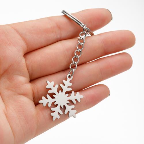 Stainless Steel Key Clasp, 304 Stainless Steel, Snowflake, Unisex, original color, Sold By PC