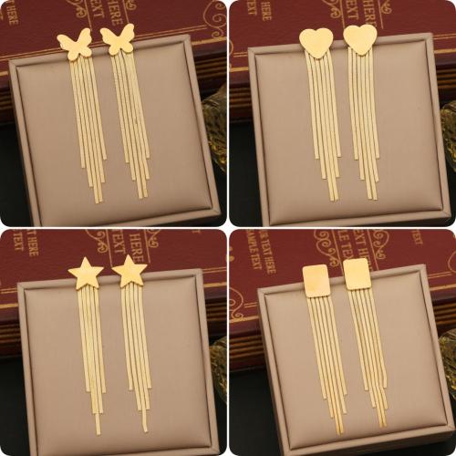 Fashion Fringe Earrings, 304 Stainless Steel, Vacuum Ion Plating, Different Shape for Choice & fashion jewelry & for woman, more colors for choice, Sold By Pair