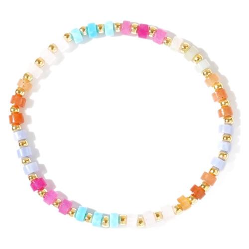 Bracelets en laiton, pierre gemme, avec laiton, Placage de couleur d'or, bijoux de mode & pour femme, multicolore, Longueur:Environ 17.5 cm, Vendu par PC