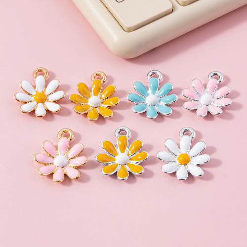 Tibetan Style Enamel Pendants, Flower, plated, DIY, more colors for choice, 14.20x17.80mm, 100PCs/Bag, Sold By Bag