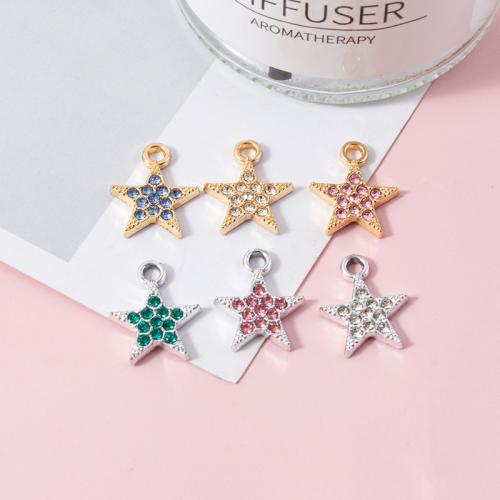 Tibetan Style Rhinestone Pendants, Star, plated, DIY & with rhinestone, more colors for choice, 12.70x15.50mm, 100PCs/Bag, Sold By Bag