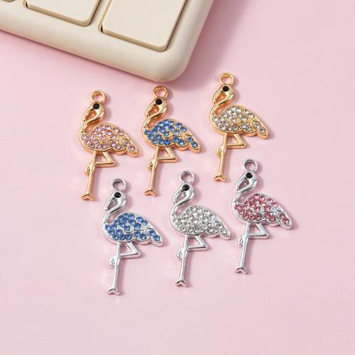 Tibetan Style Rhinestone Pendants, Bird, plated, DIY & with rhinestone, more colors for choice, 13.60x28.30mm, 100PCs/Bag, Sold By Bag