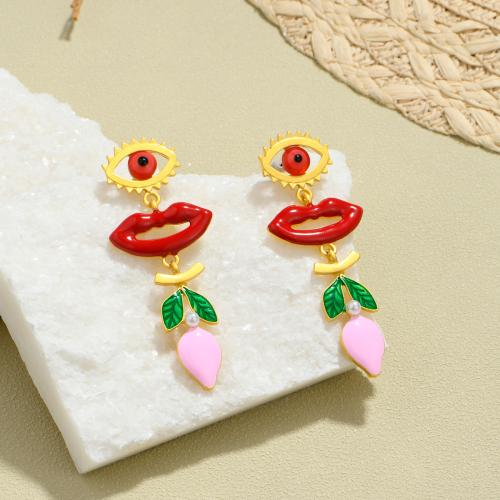 Tibetan Style Drop Earrings, gold color plated, fashion jewelry & enamel, multi-colored, nickel, lead & cadmium free, 28x73mm, Sold By Pair