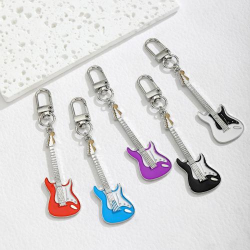 Tibetan Style Key Clasp, Guitar, plated, fashion jewelry & enamel, more colors for choice, nickel, lead & cadmium free, 23x106mm, Sold By PC