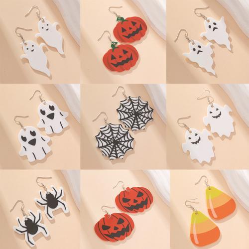 resina Pendientes con Colgantes, Diseño de Halloween & Joyería & diferentes patrones para la opción, más colores para la opción, Vendido por Par