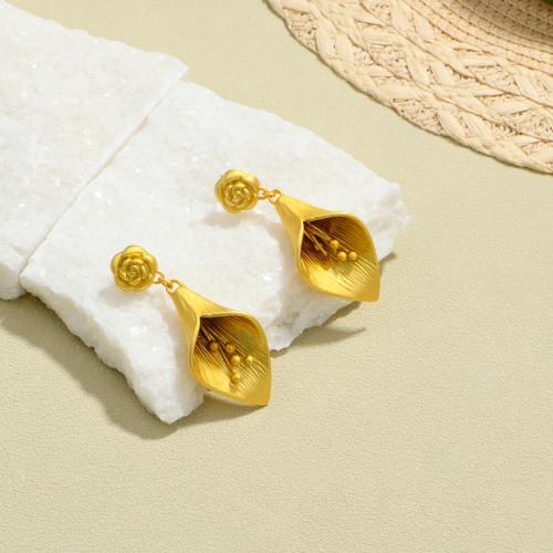 Tibetan Style Drop Earrings, gold color plated, fashion jewelry, golden, nickel, lead & cadmium free, 19x63mm, Sold By Pair