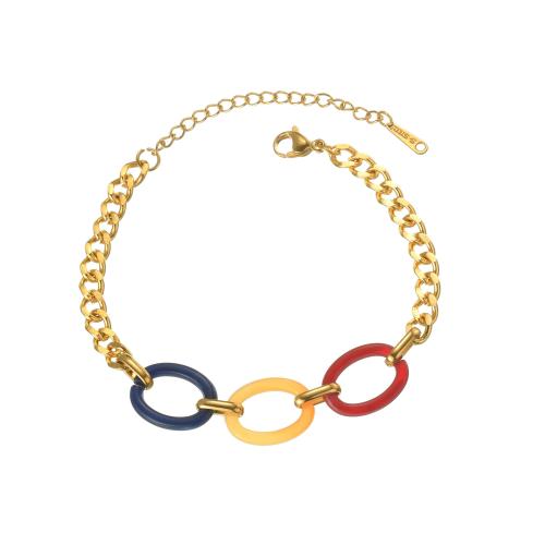 Pulsera de Acero Inoxidable, acero inoxidable 304, con Acrílico, chapado, diferentes estilos para la opción & para mujer, más colores para la opción, Vendido por UD