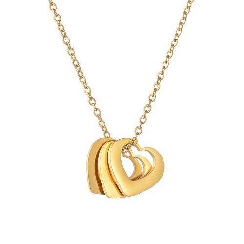 Stainless Steel Jewelry Necklace, 304 Stainless Steel, Heart, plated, for woman, gold, Length:Approx 41-50 cm, Sold By PC