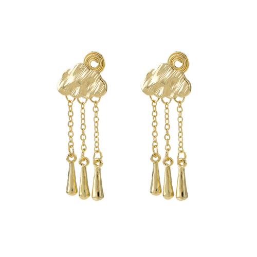 Tibetan Style Stud Earring, plated, different styles for choice & for woman, golden, 23x45mm, Sold By Pair