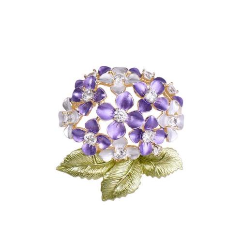 Tibetan Style Brooches, for woman & enamel & with rhinestone, purple, Sold By PC