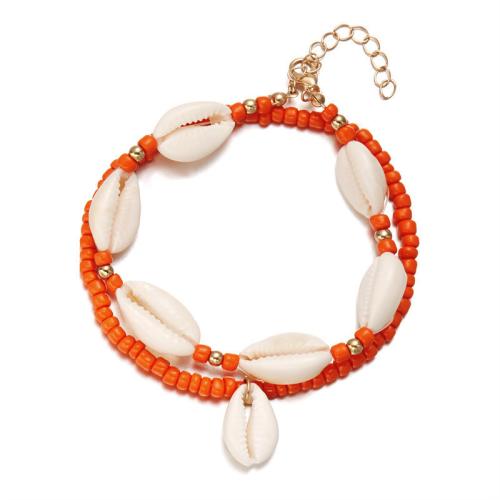 Tibetan Style Anklet, with Seedbead & Shell, with 5cm extender chain, Bohemian style & for woman, more colors for choice, Length:Approx 21.5 cm, Sold By PC