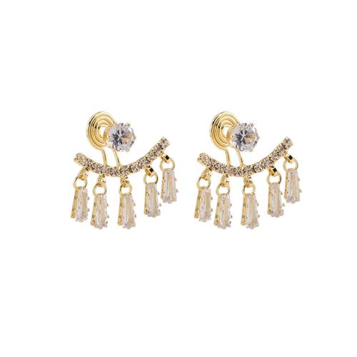 Tibetan Style Stud Earring, different styles for choice & for woman & with rhinestone, golden, 30x30mm, Sold By Pair