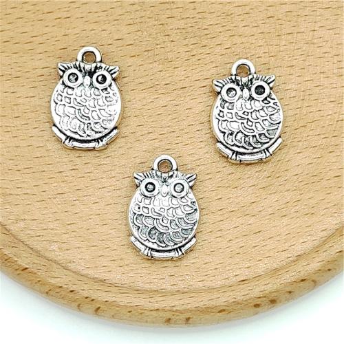 Tibetan Style Animal Pendants, Owl, antique silver color plated, DIY, 13x16mm, 100PCs/Bag, Sold By Bag