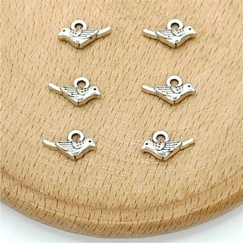 Tibetan Style Animal Pendants, Bird, antique silver color plated, DIY, 13x7mm, 100PCs/Bag, Sold By Bag