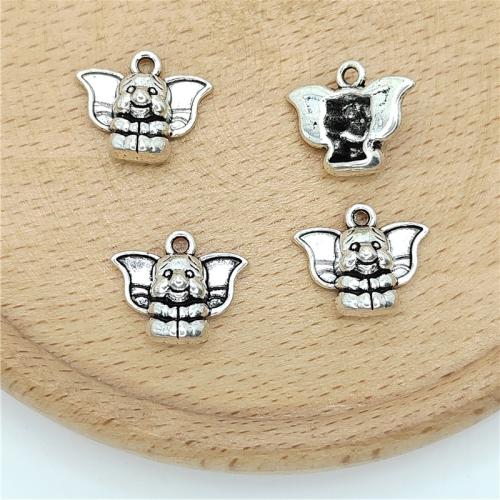 Tibetan Style Animal Pendants, Elephant, antique silver color plated, DIY, 16x13mm, 100PCs/Bag, Sold By Bag