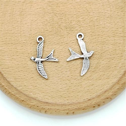 Zinklegierung Tier Anhänger, Vogel, antik silberfarben plattiert, DIY, 28x14mm, 100PCs/Tasche, verkauft von Tasche