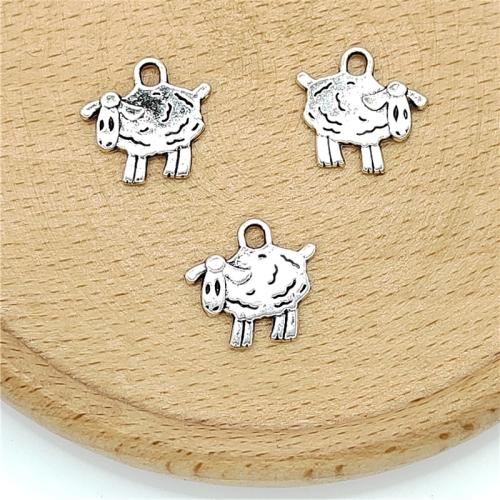 Tibetan Style Animal Pendants, Sheep, antique silver color plated, DIY, 14x15mm, 100PCs/Bag, Sold By Bag