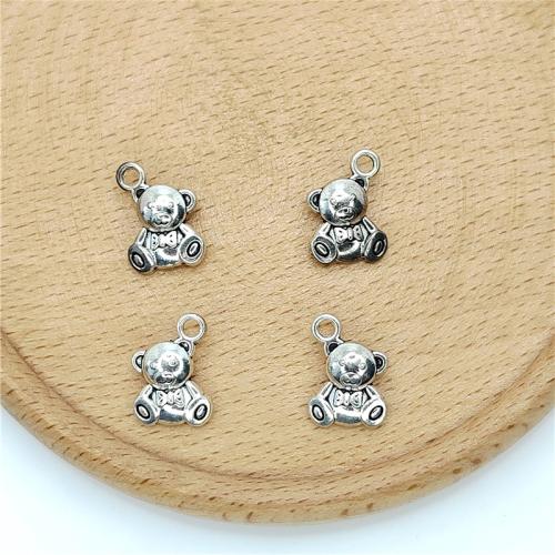 Colgantes Animales de Aleación de Zinc, Oso, chapado en color de plata antigua, Bricolaje, 10x14mm, 100PCs/Bolsa, Vendido por Bolsa