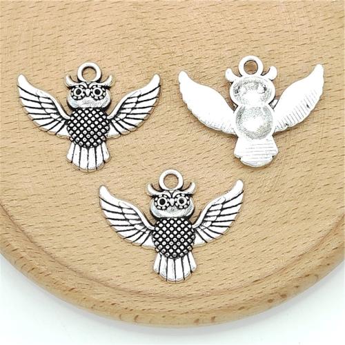 Tibetan Style Animal Pendants, Owl, antique silver color plated, DIY, 31x23mm, 100PCs/Bag, Sold By Bag